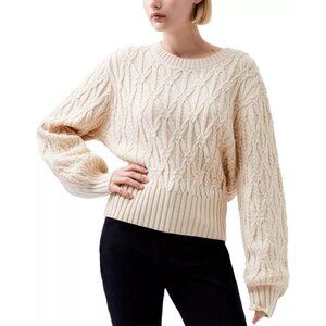 French Connection Cable Knit Pullover Sweater Classic in Cream Size 6 NWT $158
